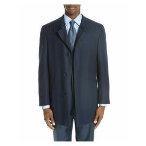 Canali Mens Navy Single Breasted, Top Coat 58R